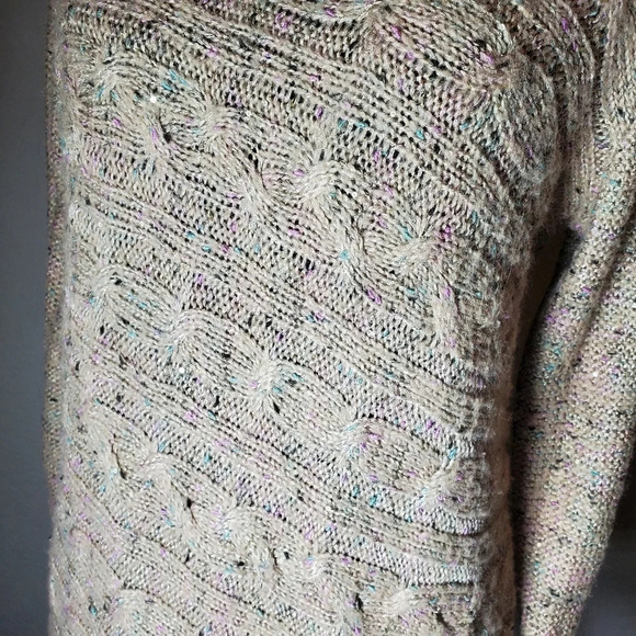cb Established 1962 Beige Asymmetrical Sequin Knit Crewneck Sweater Size 1X - Picture 13 of 16
